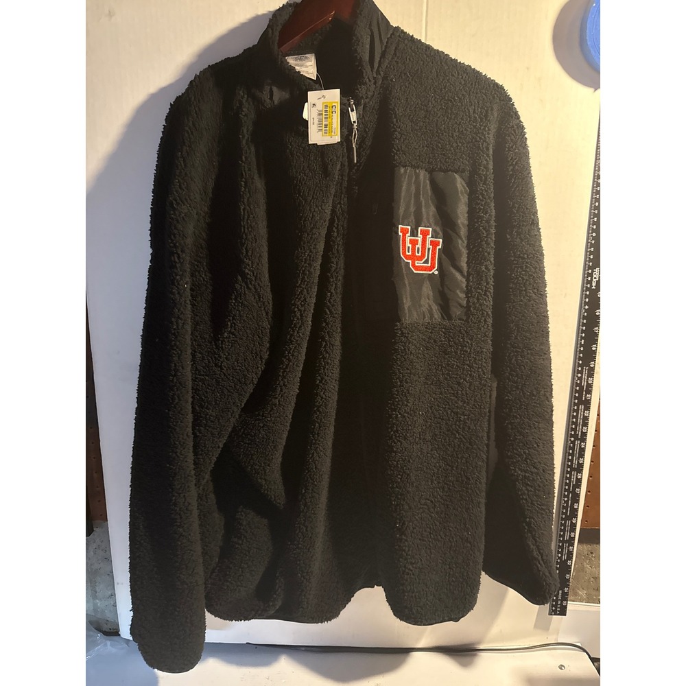 Rivalry Threads Utah Utes Mens 2XL Sherpa Fleece Quarter Zip Jacket Black NWT